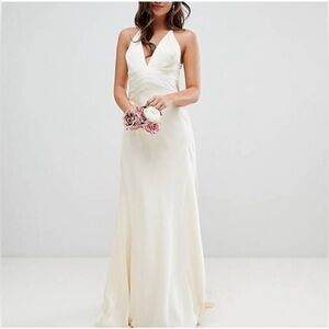 ASOS Bridal satin paneled wedding dress with fishtail sz 10